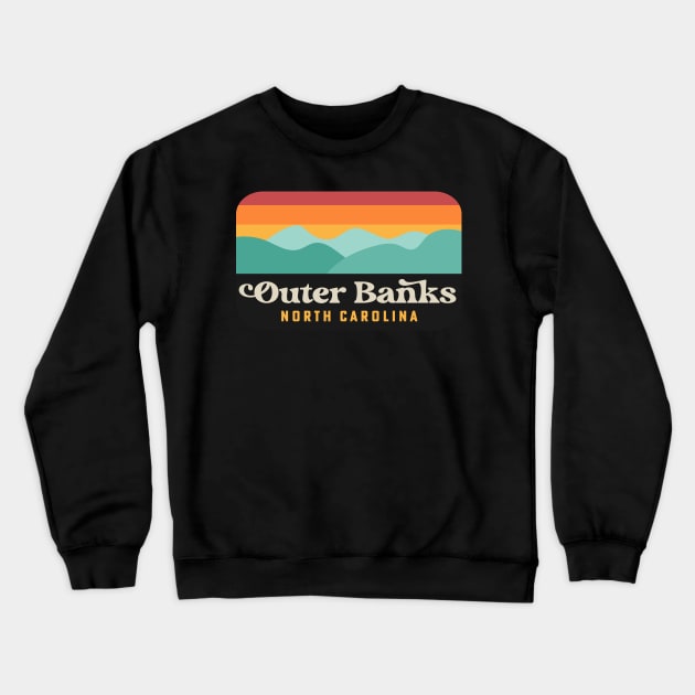 Outer Banks NC Retro OBX North Carolina Crewneck Sweatshirt by PodDesignShop